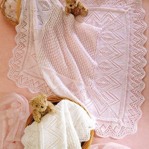 Babies Beautiful Fine Lace Christening Shawls, Vintage Knitting Pattern, PDF, Digital Download - B584