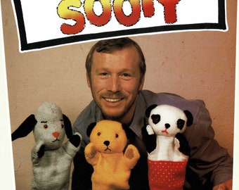 Söta Sooty, Sweep and Soo stickade handdockor, vintage stickmönster, PDF, digital nedladdning - B771