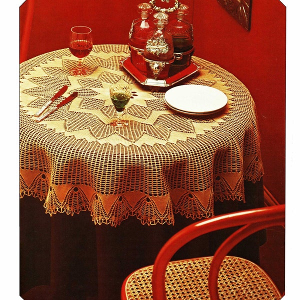 Lovely Knitted Lace Tablecloth, Vintage Knitting Pattern, PDF, Digital Download - B727