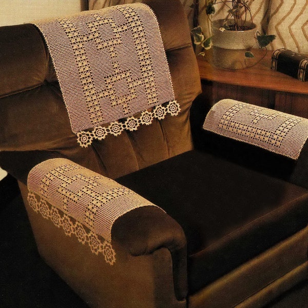 Crochet Chair Back and Arm Rest Protectors, Vintage Crochet Pattern, PDF, Digital Download - B792