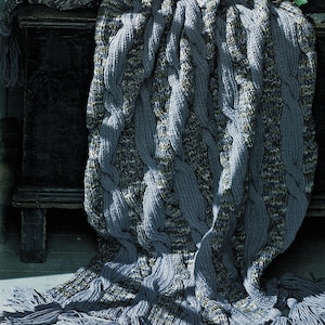 Bold Easy Cables Aran Afghan, Vintage Knitting Pattern, PDF, Digital Download - A383