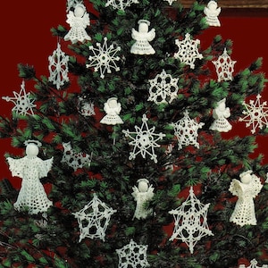Crochet Lace Christmas Angels and Snowflakes, Vintage Crochet Pattern, PDF, Digital Download - B396