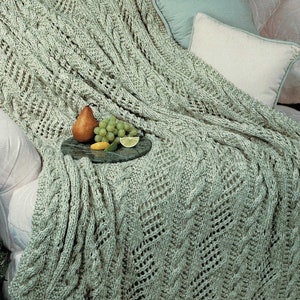 Gorgeous Cable and Diamond Patterned Aran Afghan, Vintage Knitting Pattern, PDF, Digital Download C674 image 2