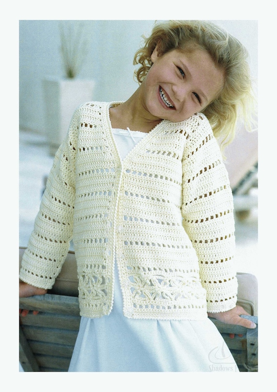 Crochet girls cardigan sale