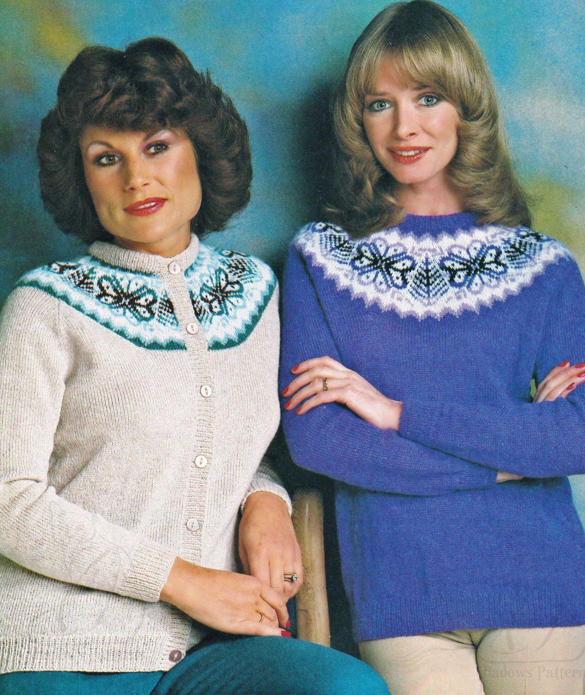 Pull En Shetland Jacquard Avec Fil Or - Fait Main - Taille 38 (S) - Occasion En Très Bon état - Couleur Violette - Tour De Tête 55 Cm