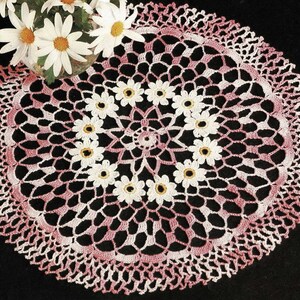 Beautiful Crochet Variegated Table Centre with Ring of Daisies, Vintage Crochet Pattern, PDF, Digital Download - B647