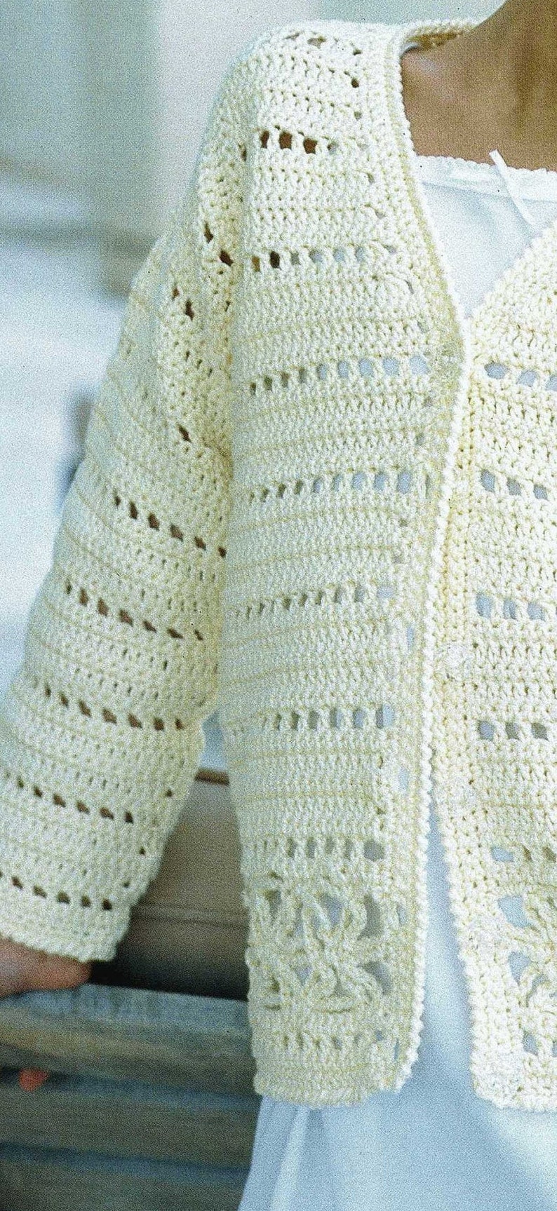 Girls and Ladies Pretty Crochet Round or V Neck Cardigan, Vintage Crochet Pattern, PDF, Digital Download B905 image 3