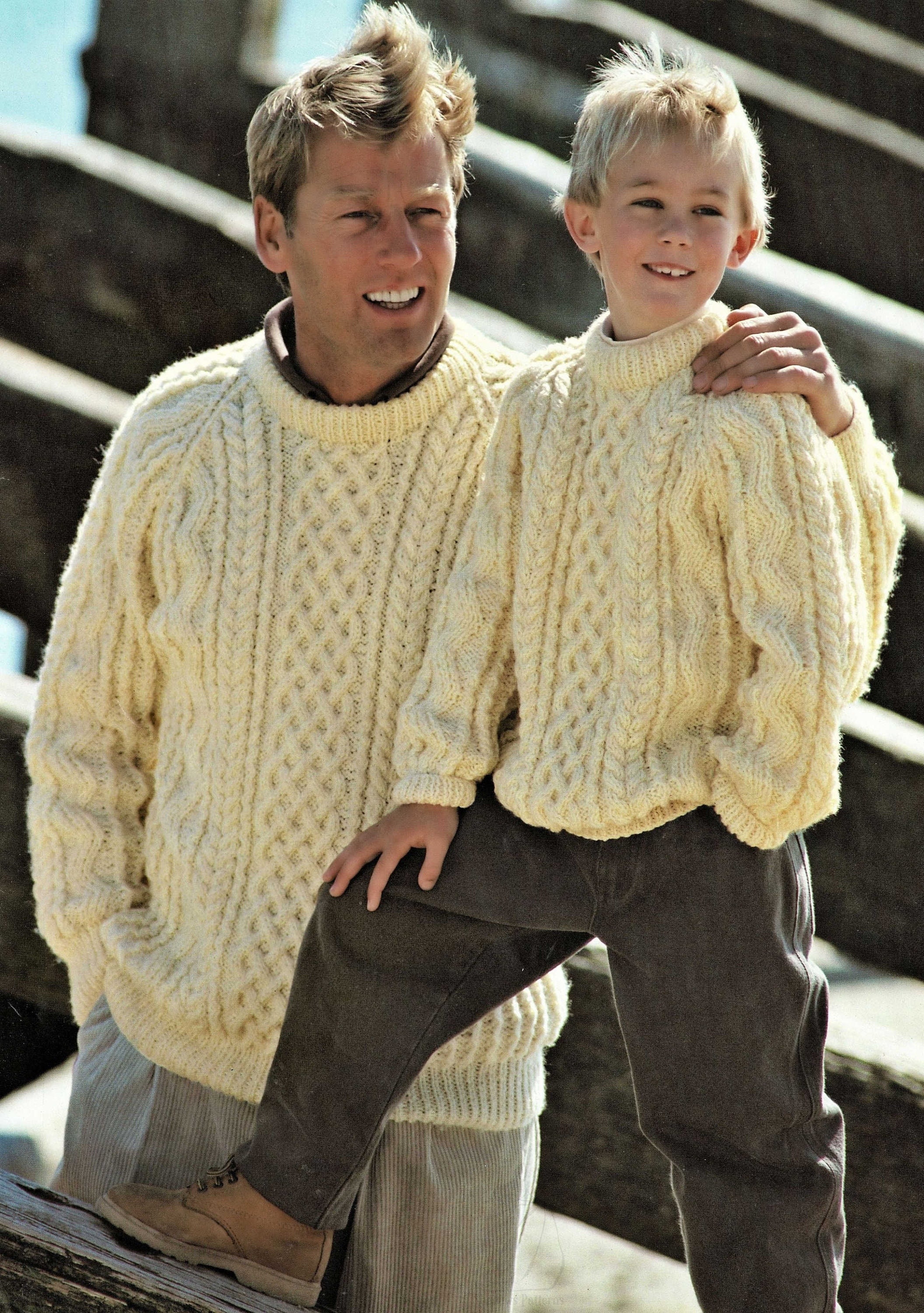Father and Son Traditional Raglan Sleeve Aran Sweaters - Etsy Canada