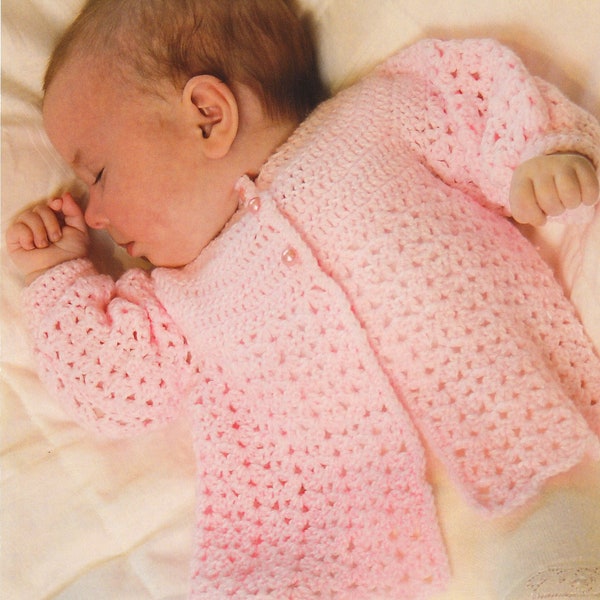 Joli manteau de matinée au crochet pour bébés, motif au crochet vintage, PDF, téléchargement numérique - D125