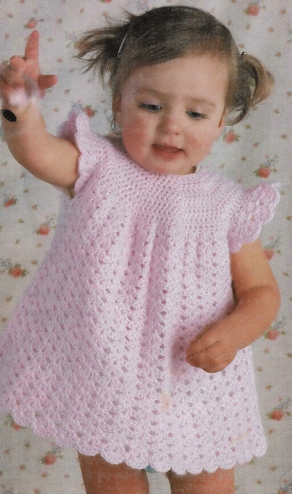 Babies and Toddlers Pretty Lace Short Sleeve Summer Dress With Round Yoke,  Vintage Crochet Pattern, PDF, Digital Download - C266 - Etsy