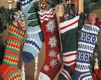 Great Crochet Christmas Stockings, Vintage Crochet Pattern, PDF, Digital Download - C383