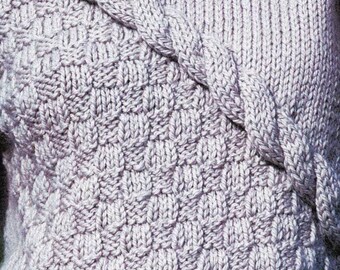 Maglione da donna con punto a canestro e finto treccia, modello di