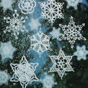 Crochet Lace Christmas Snowflakes, Vintage Crochet Pattern, PDF, Digital Download - B372
