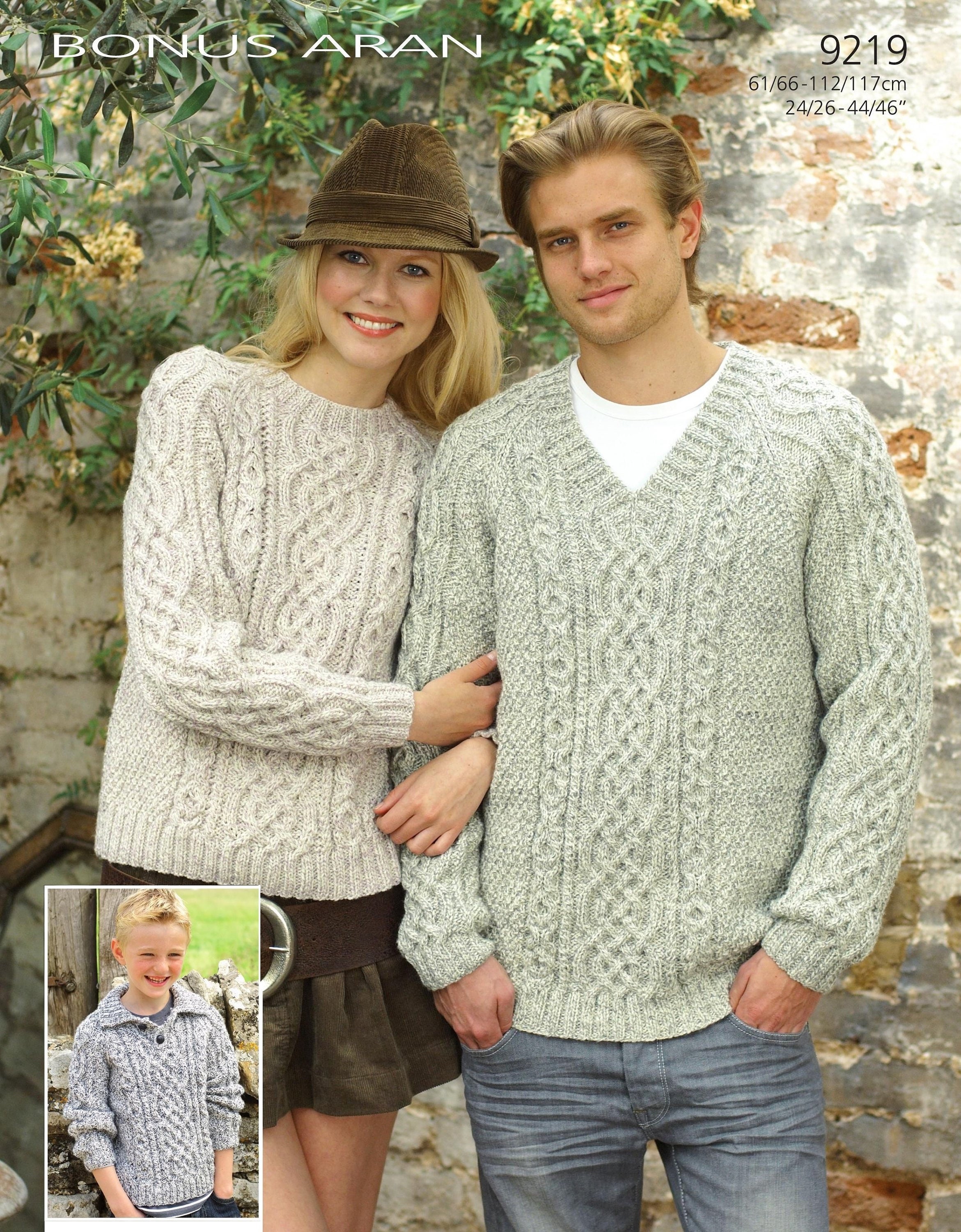 v neck aran jumper