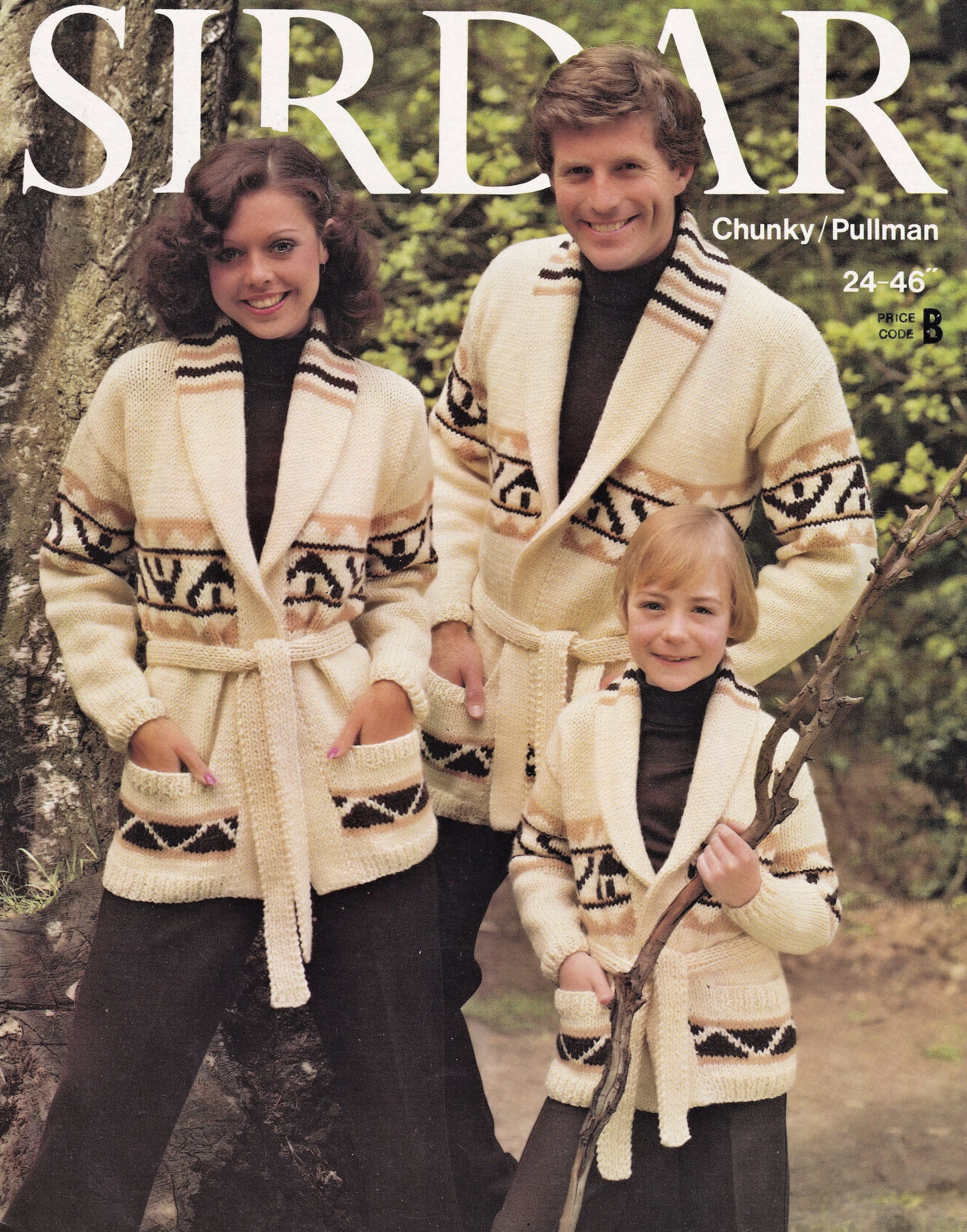 Classic Starsky & Hutch Style Fair Isle Belted Jacket for the Family, Vintage Knitting Pattern,  PDF, Digital Download - D198