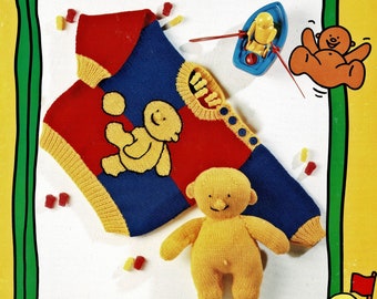 Bebés y niños pequeños lindo suéter de bebé de gelatina con juguete suave a juego, patrón de punto vintage, PDF, descarga digital - C836