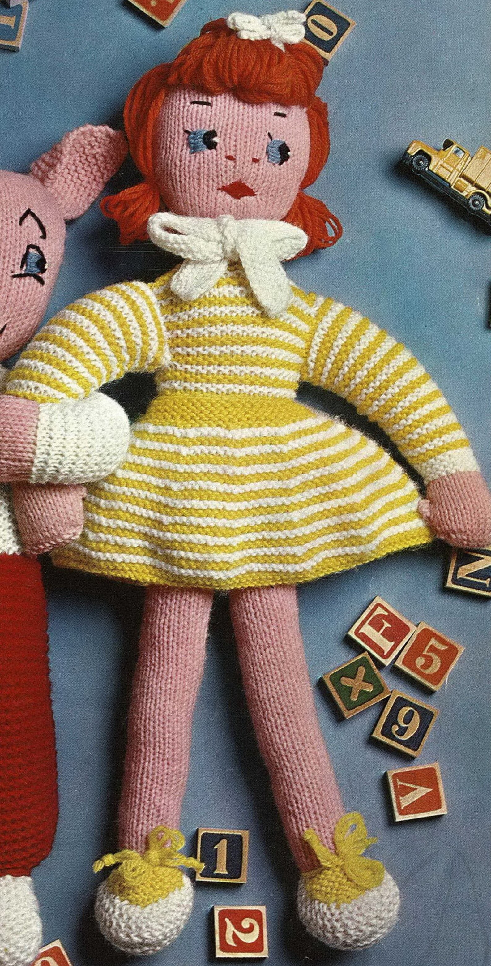 Knitted Piglet and Raggy Doll Soft Toys Vintage Knitting Etsy México