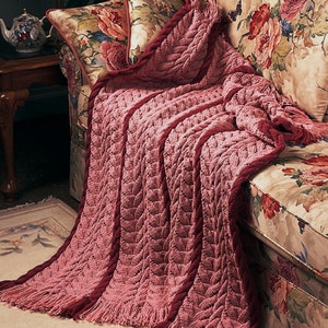 Lovely Falling Leaves Aran Afghan, Vintage Knitting Pattern, PDF, Digital Download - A380