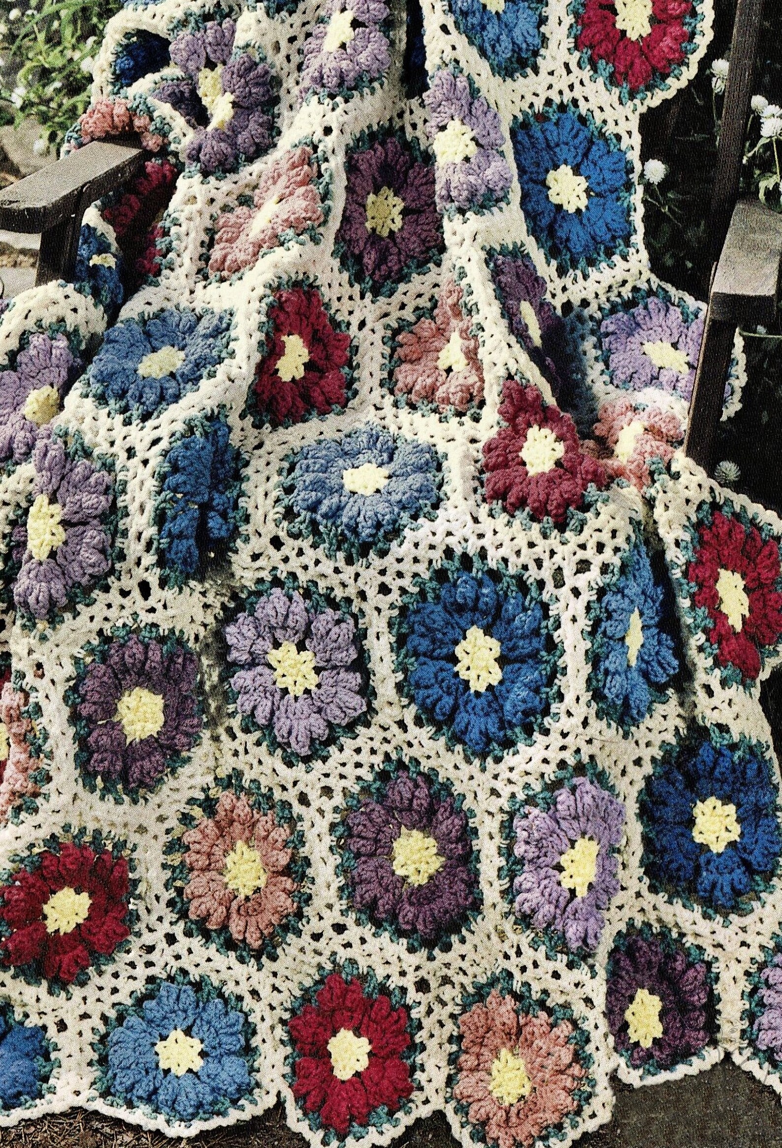 Crochet Flower Garden Afghan Vintage Crochet Etsy España