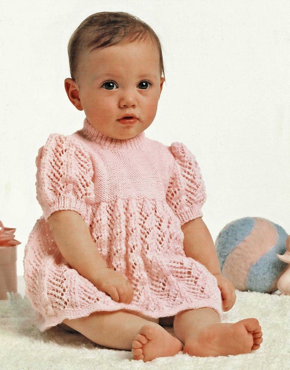 Lacy Knit Newborn Skirt Baby Girls Pretty Lace Dress With Short Sleeves,  Vintage Knitting