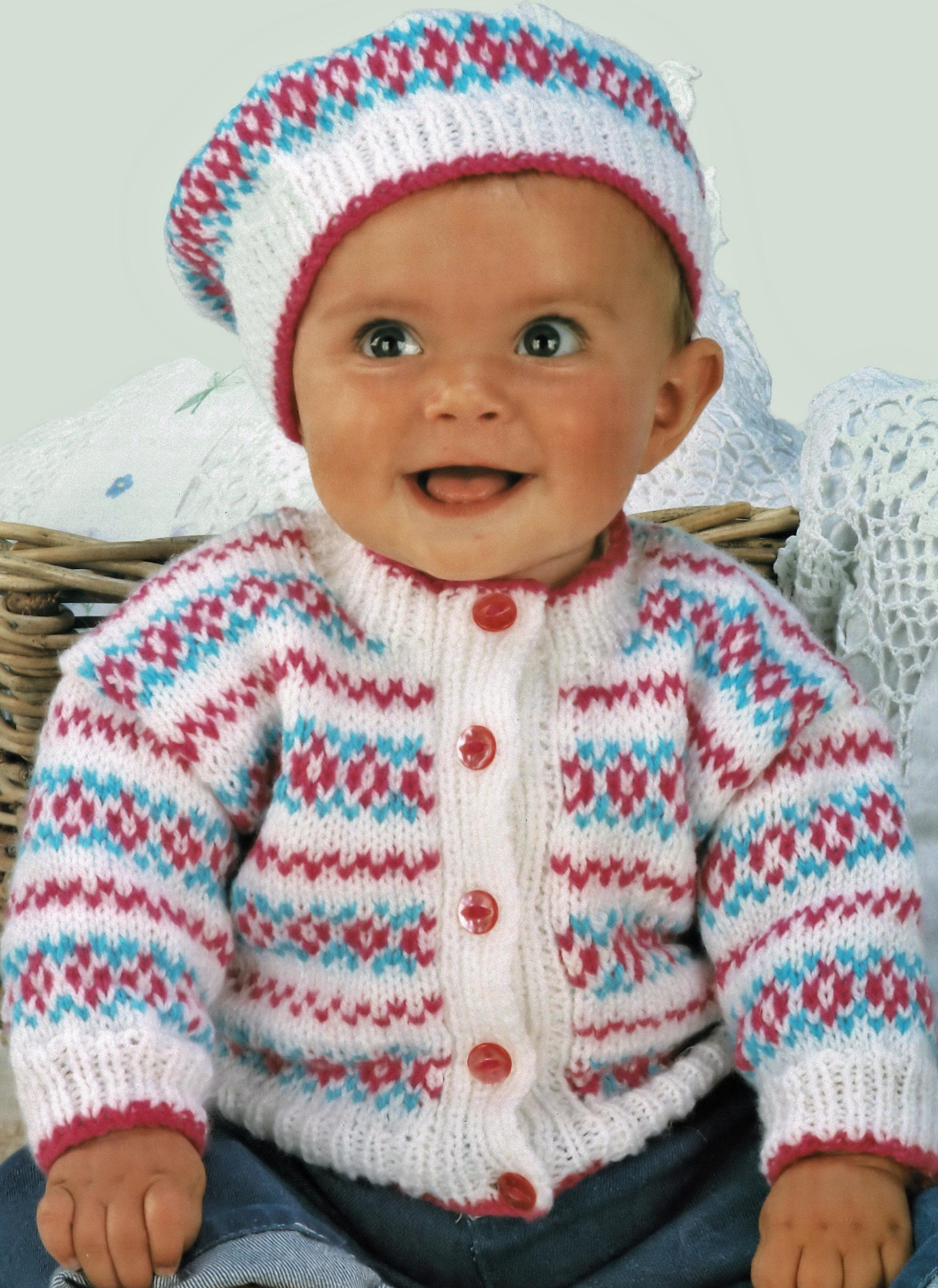 Baby Cashmerino Debbie Bliss Baby Knitting Patterns Baby Fair Isle Sweater  Babies And Toddlers Cute Fair Isle Cardigan With Matching Beret