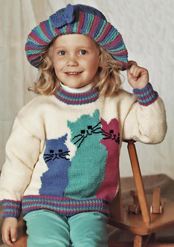 Toddlers and Girls Cute Kitten Sweater 
