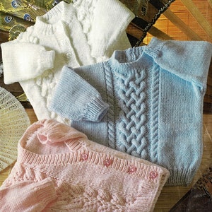Babies and Toddlers Lovely Cardigans and Sweater with Decorative Front Panels, Vintage Knitting Pattern, PDF, Digital Download - C750
