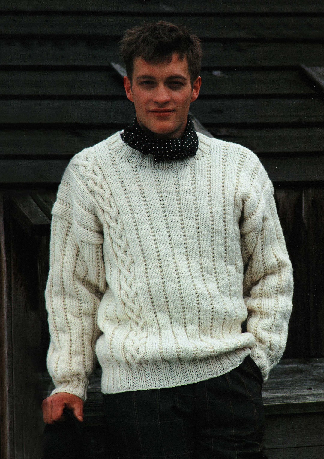 Grobstrick Rippenmuster für Herren Pullover mit Zopfmuster