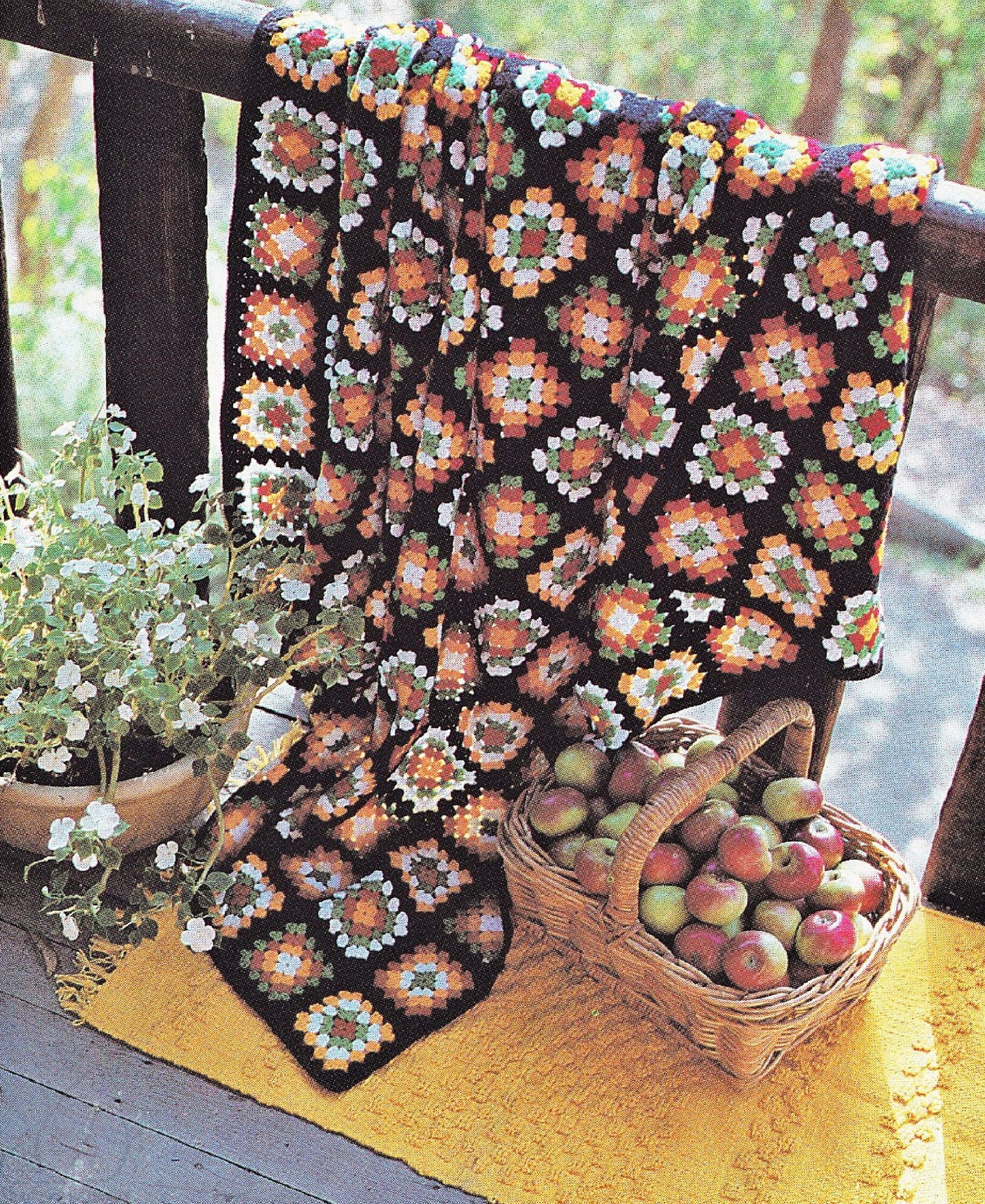 Classic Granny Square Crochet Throw Rug, Vintage Crochet Pattern, PDF ...