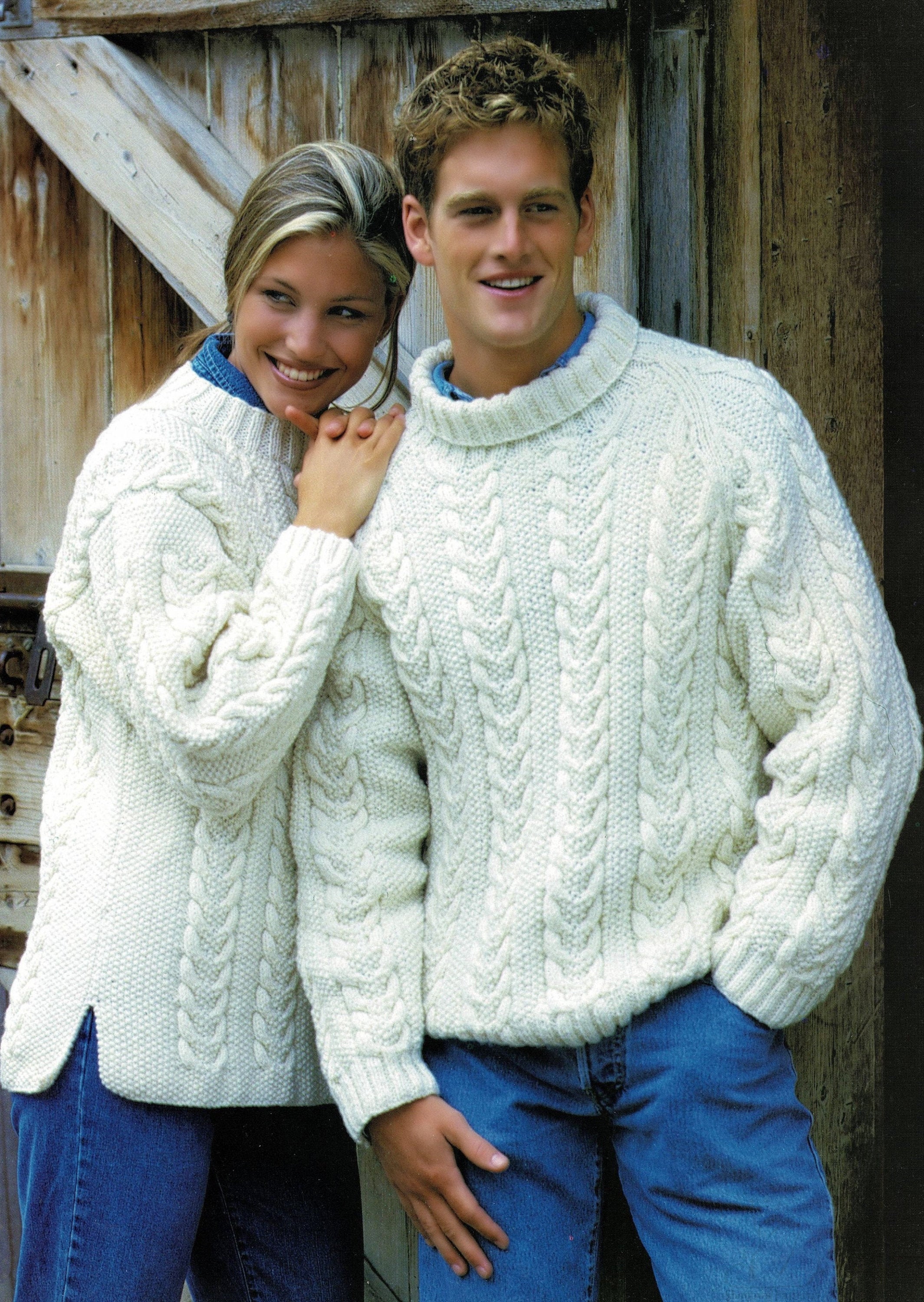 Ladies Aran Drop Shoulder Tunic and Mens Matching Raglan Sweater, Vintage  Knitting Pattern, PDF, Digital Download C636 -  Canada