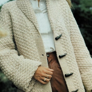Ladies Casual Easy Knit Chunky Textured Long Line Jacket with Shawl Collar, Vintage Knitting Pattern, PDF, Digital Download B436 image 2