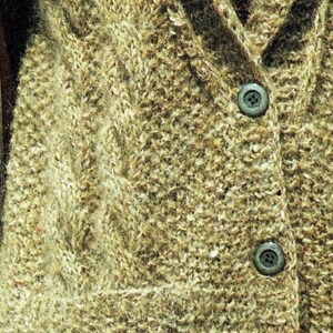 Ladies Fabulous Cable and Moss Stitch Waistcoat, Vintage Knitting Pattern, PDF, Digital Download A585 image 3