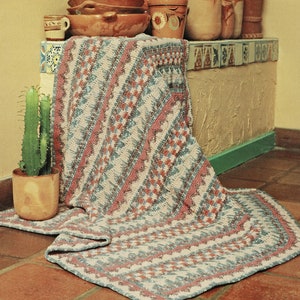 Lovely Crochet Desert Southwest Afghan in Aran, Vintage Crochet Pattern, PDF, Digital Download - C587