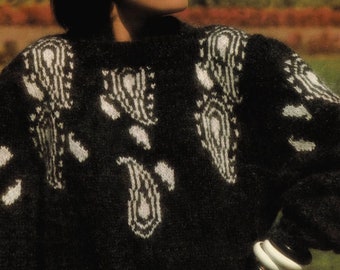 Ladies Gorgeous Paisley Fair Isle Sweater, Vintage Knitting