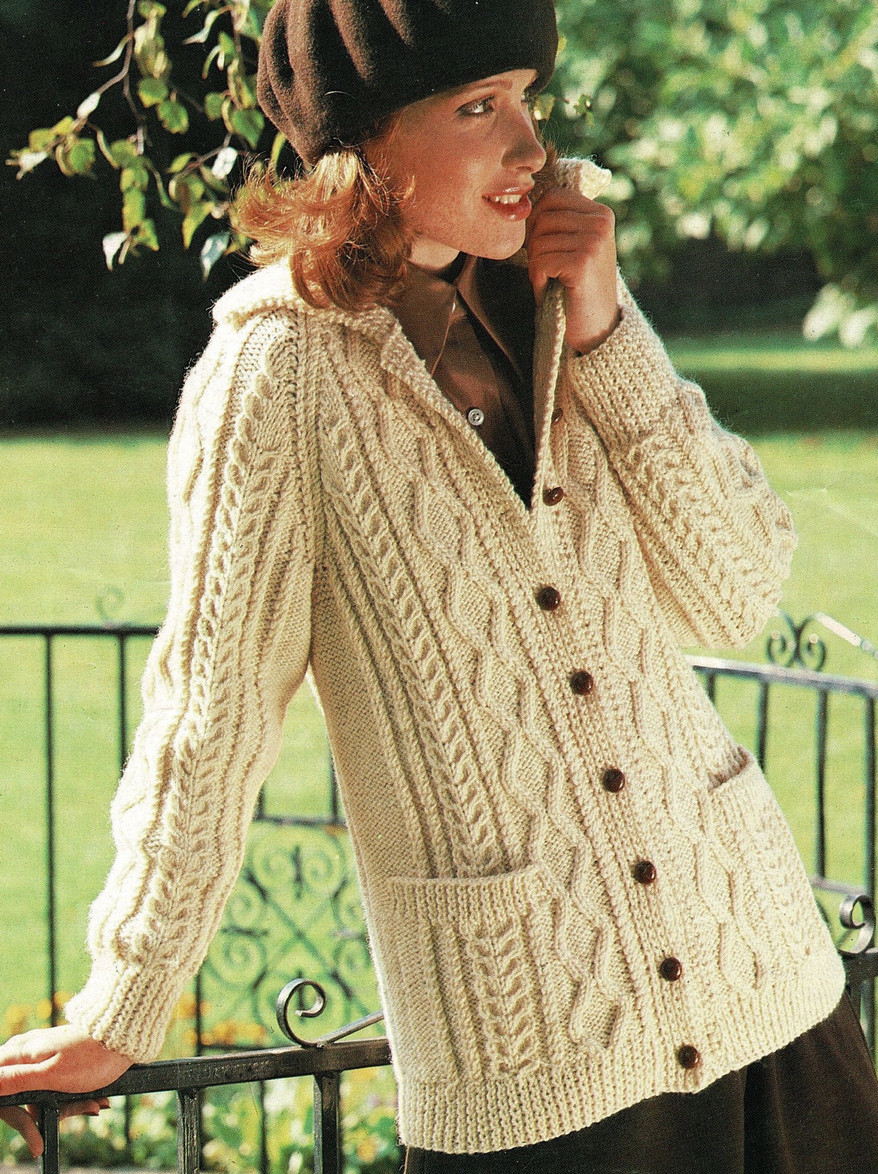Ladies Traditional Aran Hip Length Jacket With Collar and Ladies Traditional Aran Hip Length Jacket With Collar and