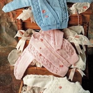Babies and Toddlers Pretty Leaf Patterned Cardigans and Sweater, Vintage Knitting Pattern, PDF, Digital Download - C646