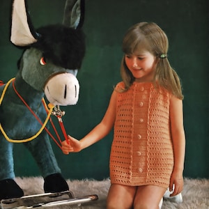 Toddlers and Girls Pretty Crochet Sleeveless Dress in Three Yarn Weights, Vintage Crochet Pattern, PDF, Digital Download - C230