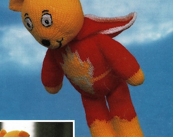 Super Cute Super Ted Soft Toy, Vintage Knitting Pattern, PDF