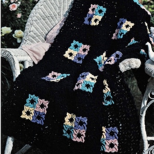 Bold Flower Patch Crochet Afghan, Vintage Crochet Pattern, PDF, Digital Download - C650