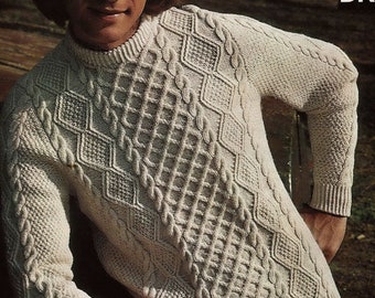 ENFOLD - ENFOLD【Aran Pattern Volume Sleeve P.O】 Mens Classic Aran Look Sweater With Set in Sleeves and Round