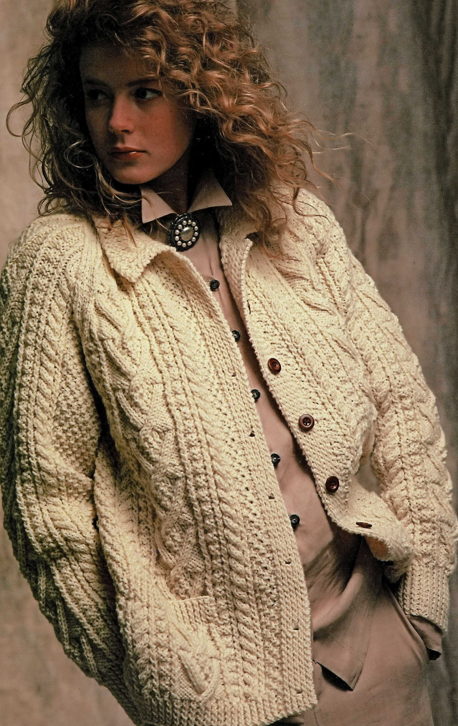 2025新入荷 Ladies Vintage Collar, With Cardigan Aran Traditional Lovely トップス