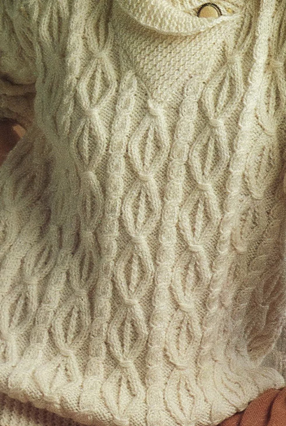 Ladies Gorgeous Aran Sweater With Cable Panels and Cross Over Collar ...