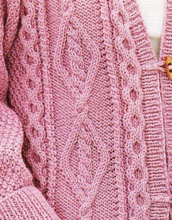 Corran Cardigan Pattern Ladies Lovely Long Line V-neck Aran Cardigan With Diamond Panels ...