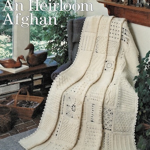 Fabulous Heirloom Afghan Made From 63 Easy to Crochet Squares, Vintage Crochet Pattern, PDF, Digital Download - A172