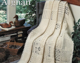 Fabulous Heirloom Afghan Made From 63 Easy to Crochet Squares, Vintage Crochet Pattern, PDF, Digital Download - A172