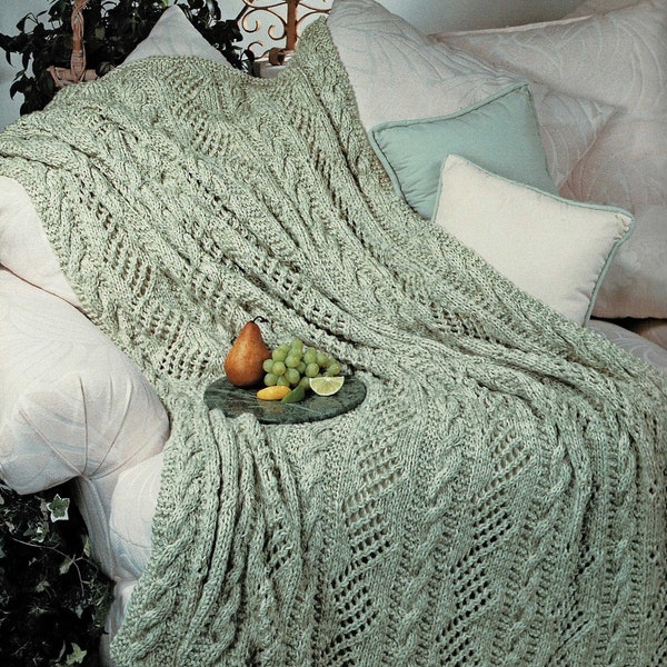 Gorgeous Cable and Diamond Patterned Aran Afghan, Vintage Knitting Pattern, PDF, Digital Download - C674