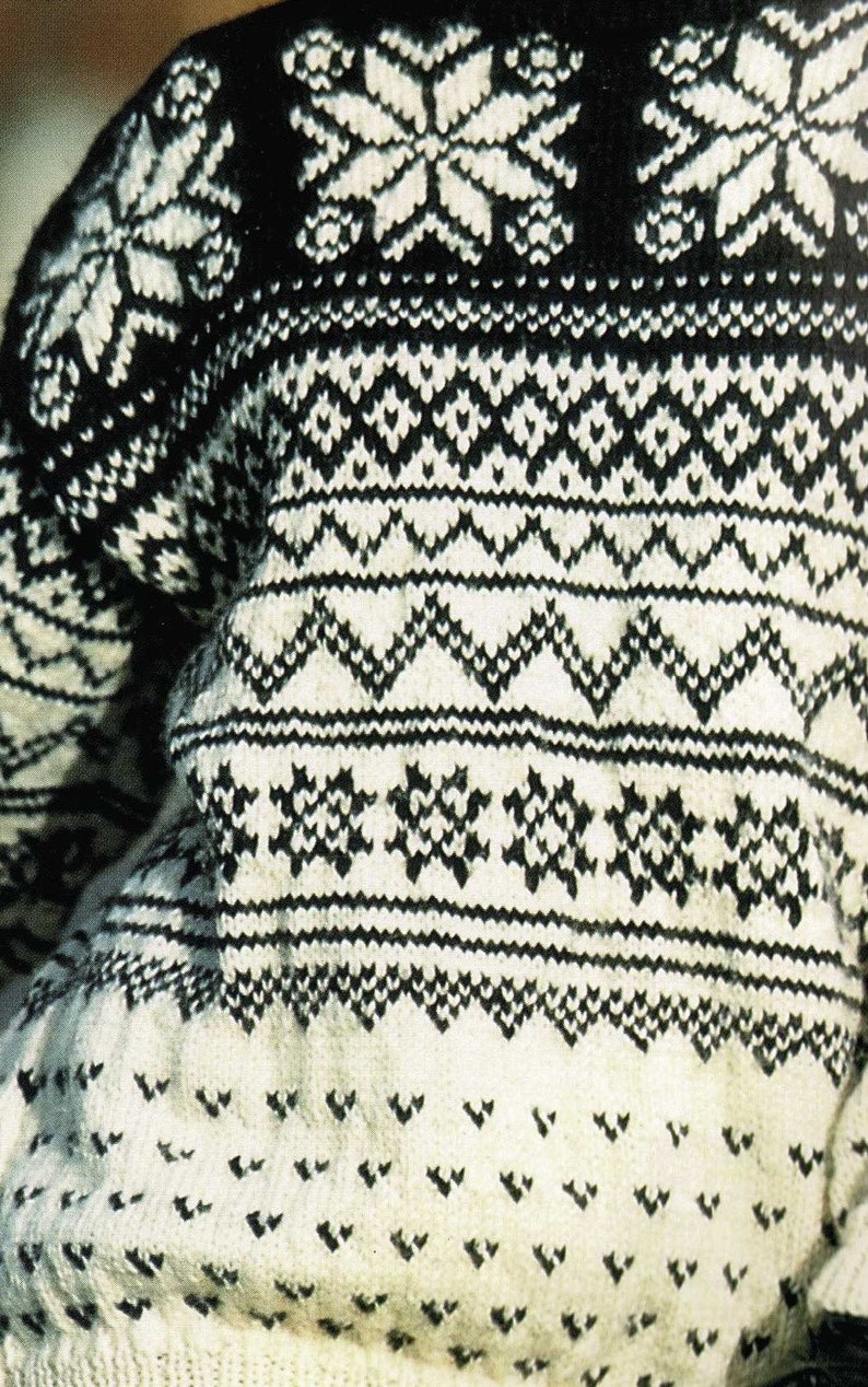 PDF C295 Ladies Dramatic Nordic Style Fair Isle Ski Sweater with Roll Neck Vintage Knitting Pattern Digital Download