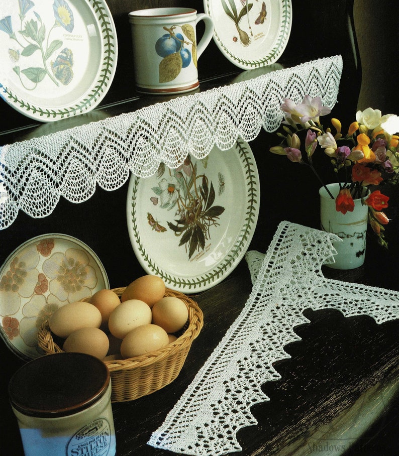 Two Beautiful Knitted Lace Shelf Edgings Vintage Knitting Etsy UK