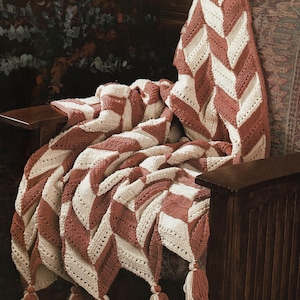 Bold Harlequin Striped Aran Afghan, Vintage Knitting Pattern, PDF, Digital Download - A149