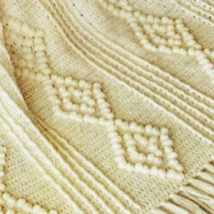 Beautiful Aran Look Crochet Afghan with Diamond Pattern, Vintage Crochet Pattern, PDF, Digital Download C543 image 3